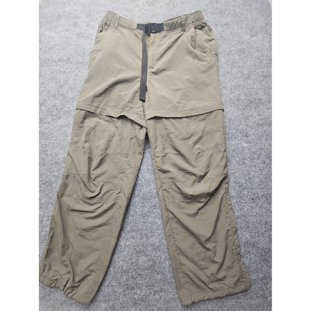 Quest Mens Large Green Convertible Cargo Pants Hiking Outdoor Zip Off Shorts